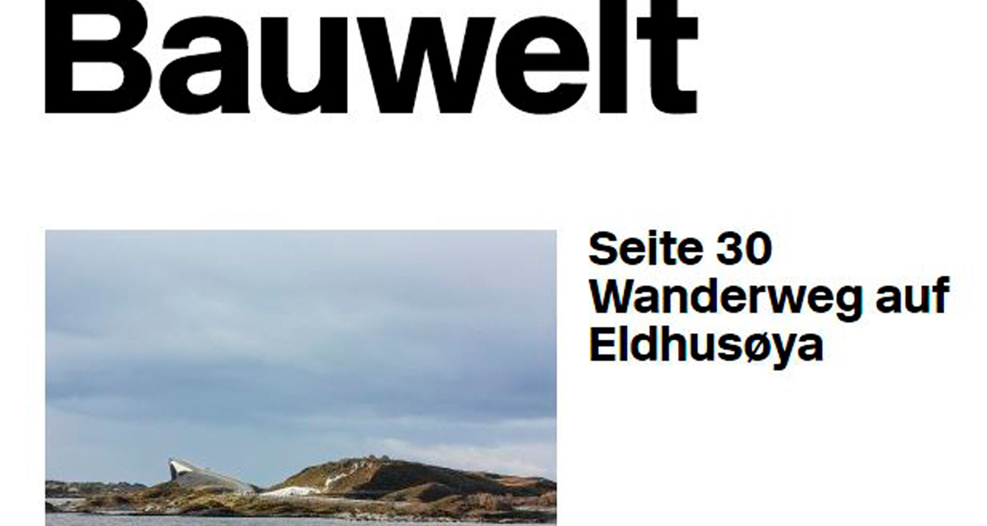 Eldhusøya i Bauwelt Magazine